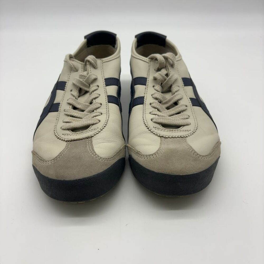 Asics Cream and Navy Low-Profile Athletic Sneakers